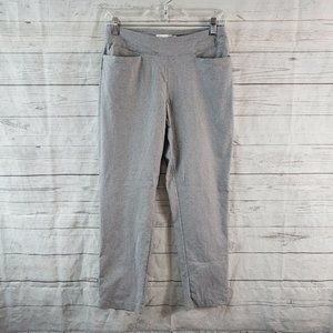Lady Hagan Womens Cropped Pull On Pants Sz 6 Gray Black Micro Dot Mid Rise